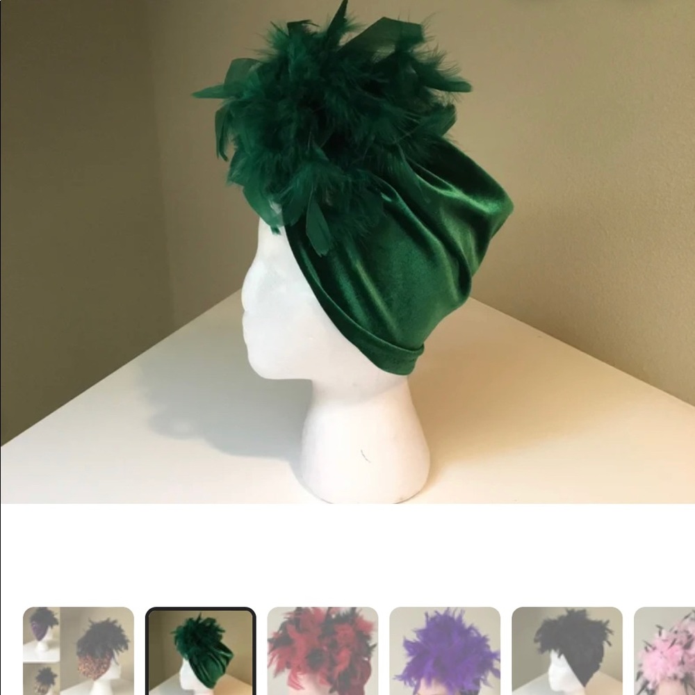 Velvet Zephyr velvet turban with feathers